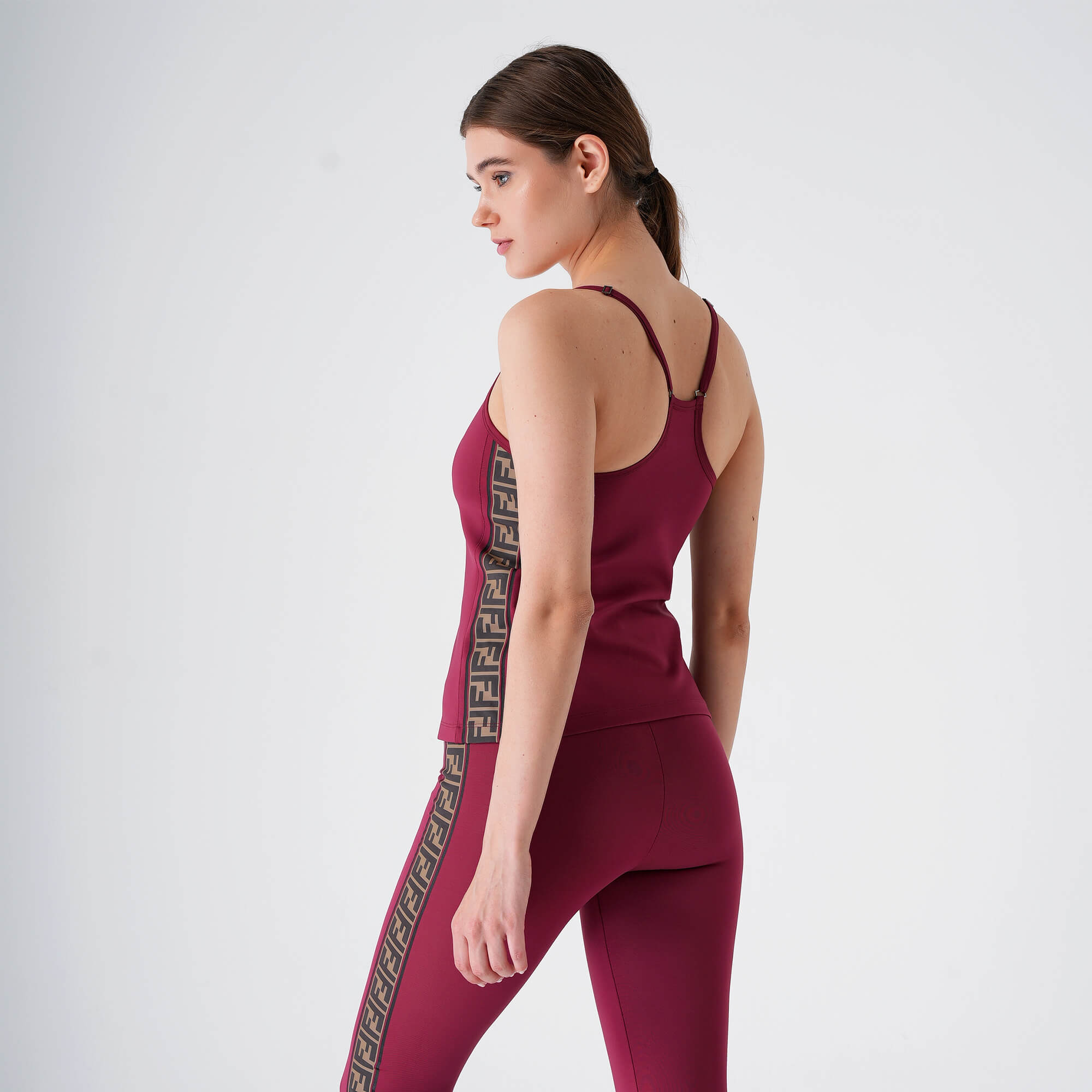 Fendi - Burgundy FF Logo Leggings & Top 